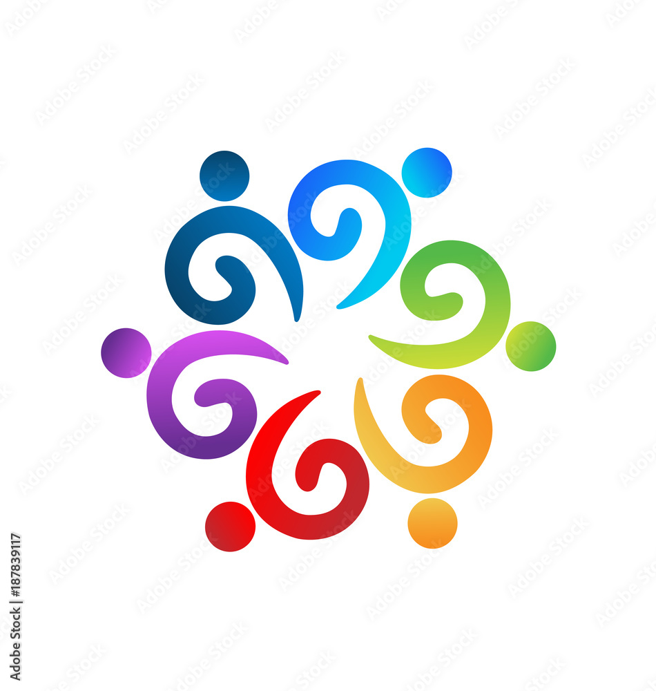 Logo teamwork wave swirly people holding hands. Logo teamwork wave swirly people holding hands.