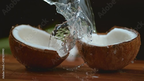 Coconut water splashing in super slow motion, shot with Phantom Flex 4K photo