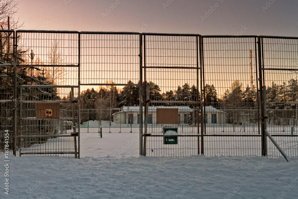 Gate To The Snow Covered Tennis Court Gate To The Snow Covered Tennis Court