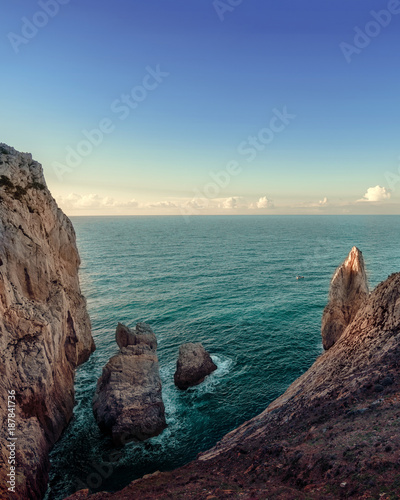 The eagle nest, rocks and cliffs in Buggerru coastline, Sardinia photo