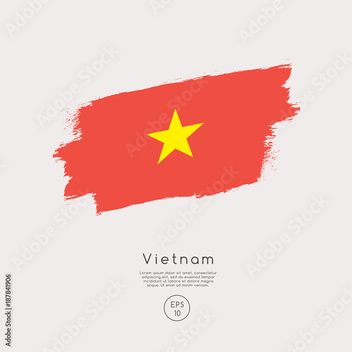 Flag of Vietnam in Grunge Brush Stroke : Vector Illustration
