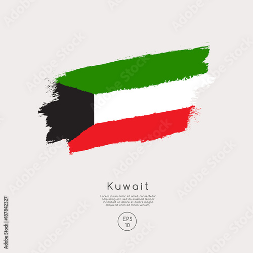 Flag of Kuwait in Grunge Brush Stroke : Vector Illustration