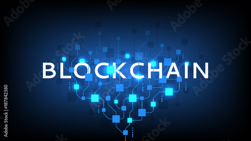 Abstract Blockchain concept Banner. Modern Concept of Digital Technology in the Shape of Block Chain. Vector Illustration with Network Circuit.