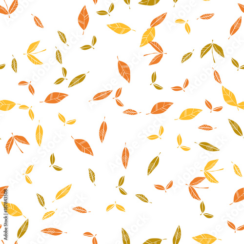 Leaves, leaf fall. Seamless floral pattern. Vector
