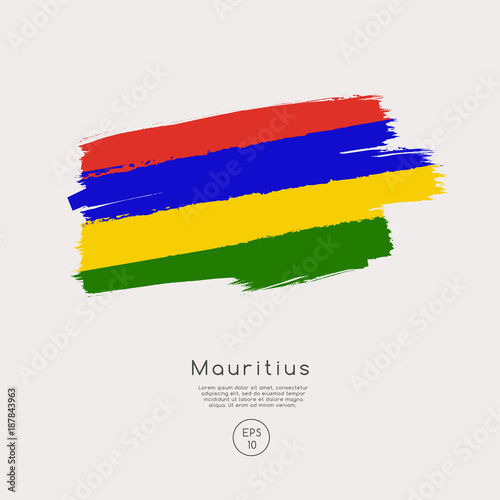Flag of Mauritius in Grunge Brush Stroke   Vector Illustration