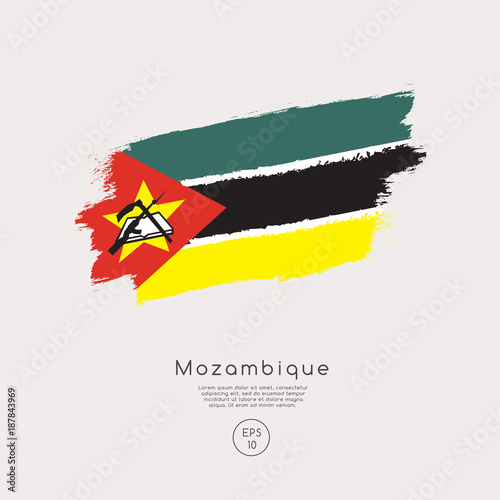 Flag of Mozambique in Grunge Brush Stroke   Vector Illustration
