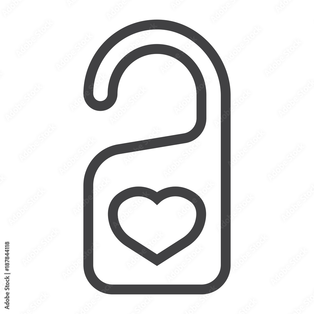 Do not disturb with heart line icon, valentines day and romantic, door hanger sign vector graphics, a linear pattern on a white background, eps 10. Do not disturb with heart line icon, valentines day and romantic, door hanger sign vector graphics, a linear pattern on a white background, eps 10.