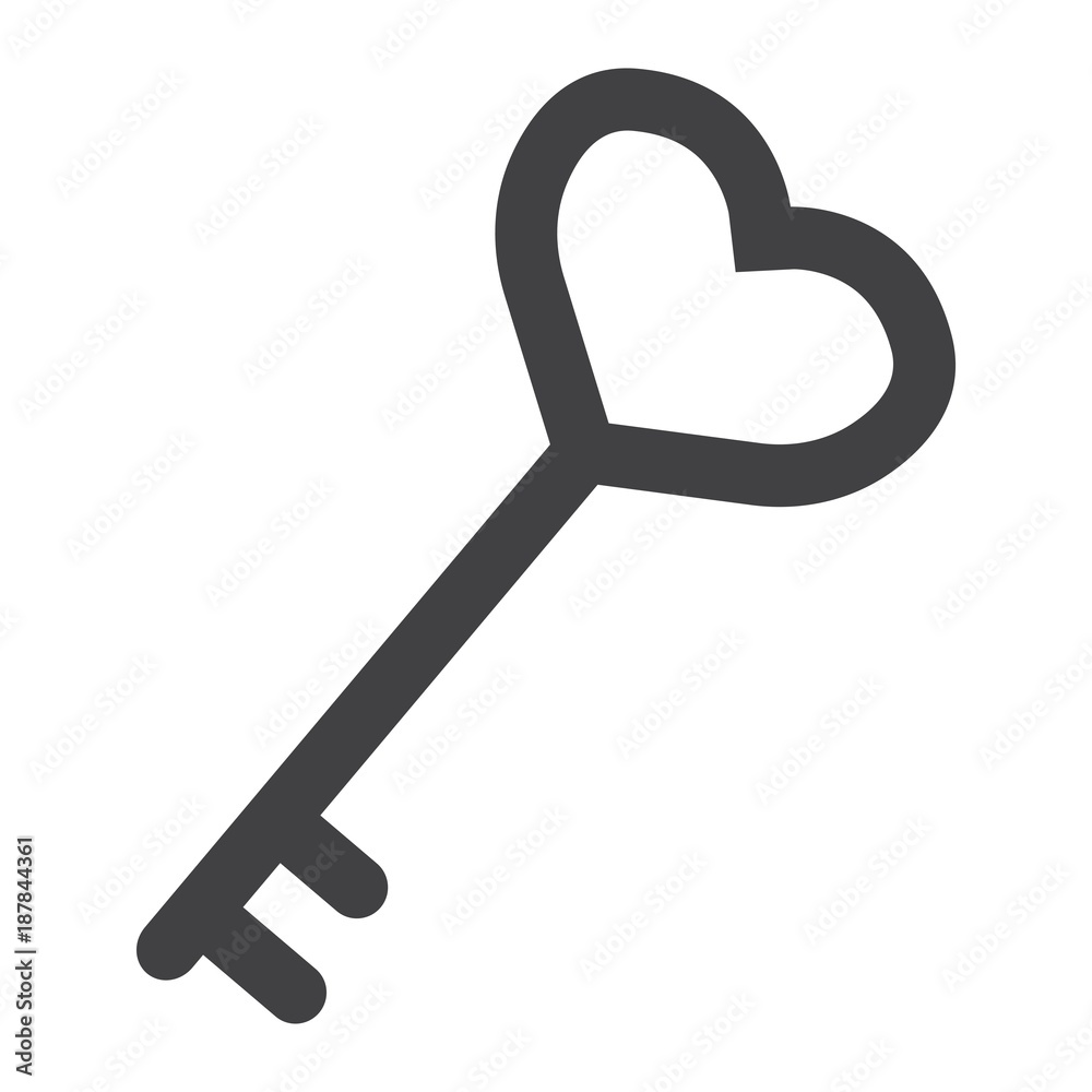 Key with heart shape glyph icon, valentines day and romantic, love sign vector graphics, a solid pattern on a white background, eps 10. Key with heart shape glyph icon, valentines day and romantic, love sign vector graphics, a solid pattern on a white background, eps 10.