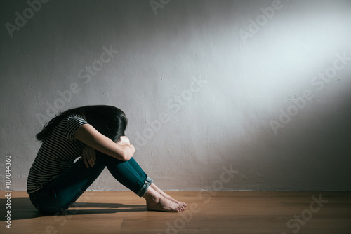 Photos sadness young woman resting in white background