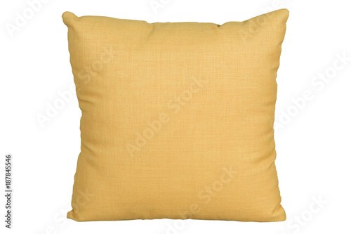 yellow cushion on white background, isolated