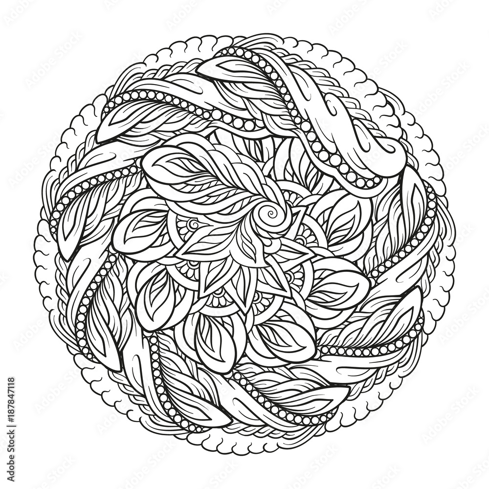 Vector ethnic black and white mandala motif Vector ethnic black and white mandala motif