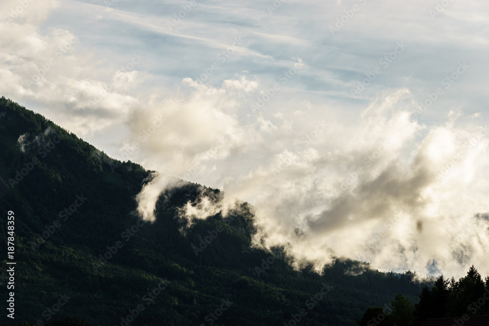 cloud touching the mountain
