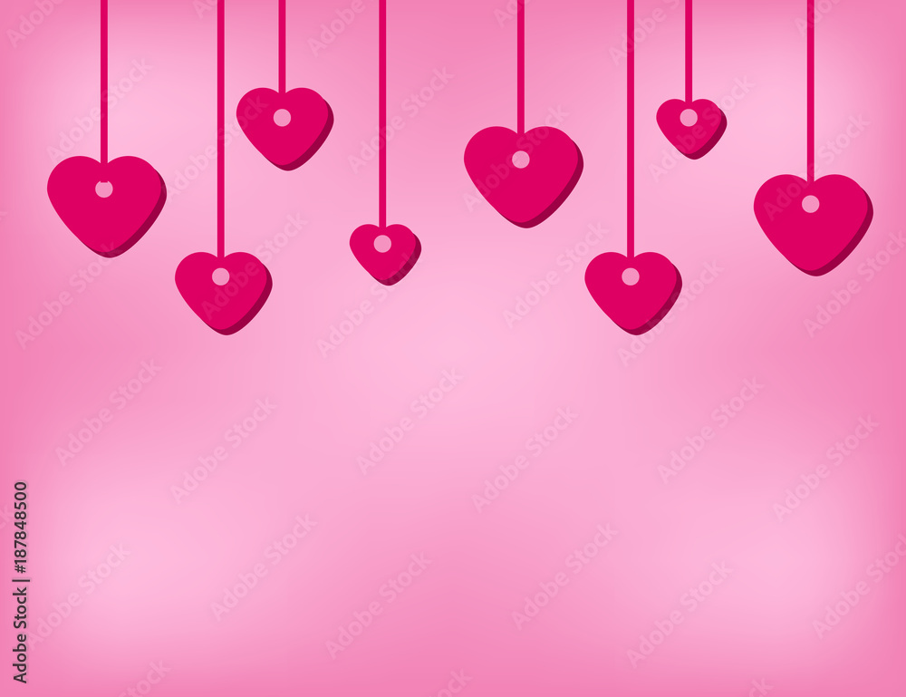 Valentine's day background with hearts  on the pink background