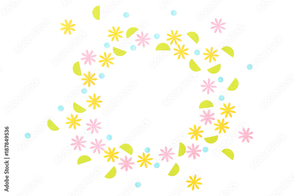 Flower pattern paper cut on white background - isolated