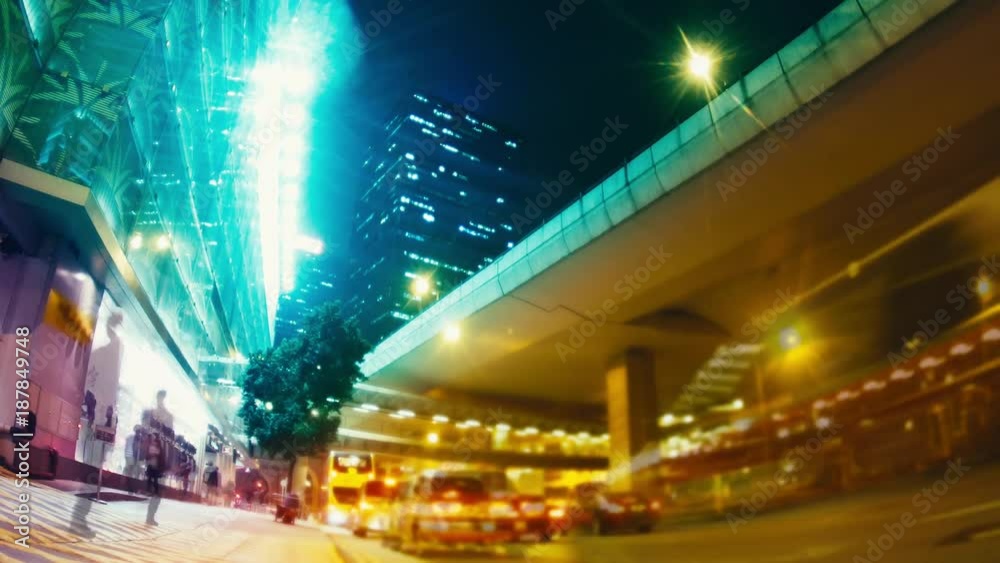 The Evening Streets of Hong Kong. Time Lapse. The Evening Streets of Hong Kong. Time Lapse.