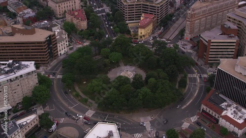 Washington, D.C. circa-2017, Aerial view of Dupont Circle.  Shot with Cineflex and RED Epic-W Helium.  photo