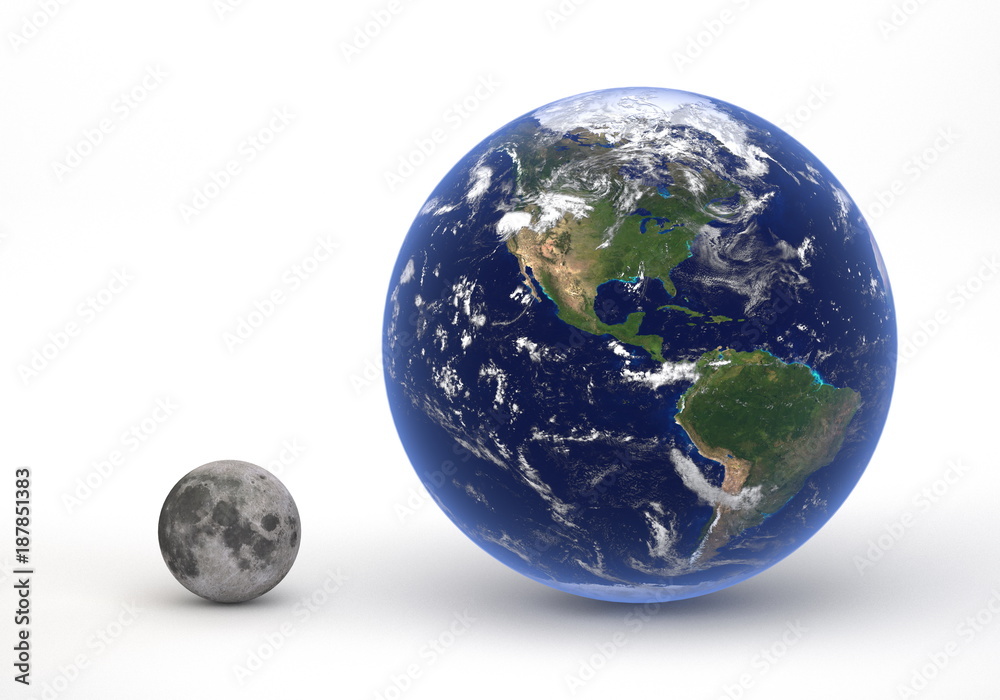 Size comparison between Earth and Moon Size comparison between Earth and Moon