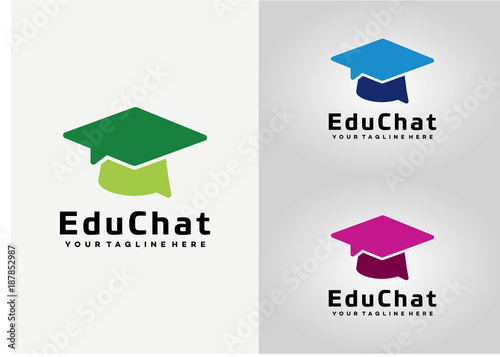 Education Chat Logo Template Design Vector, Emblem, Design Concept, Creative Symbol, Icon