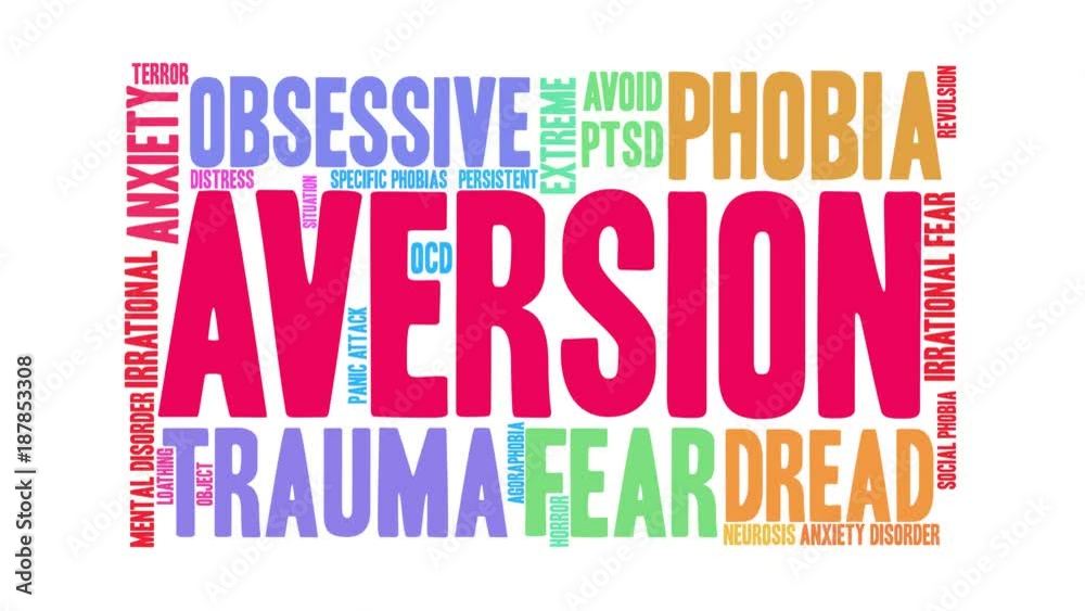 Aversion animated word cloud on a white background. Aversion animated word cloud on a white background.