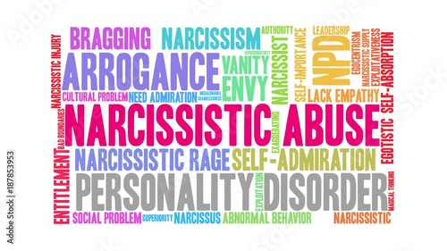 Narcissistic Abuse animated word cloud on a  white background.  photo