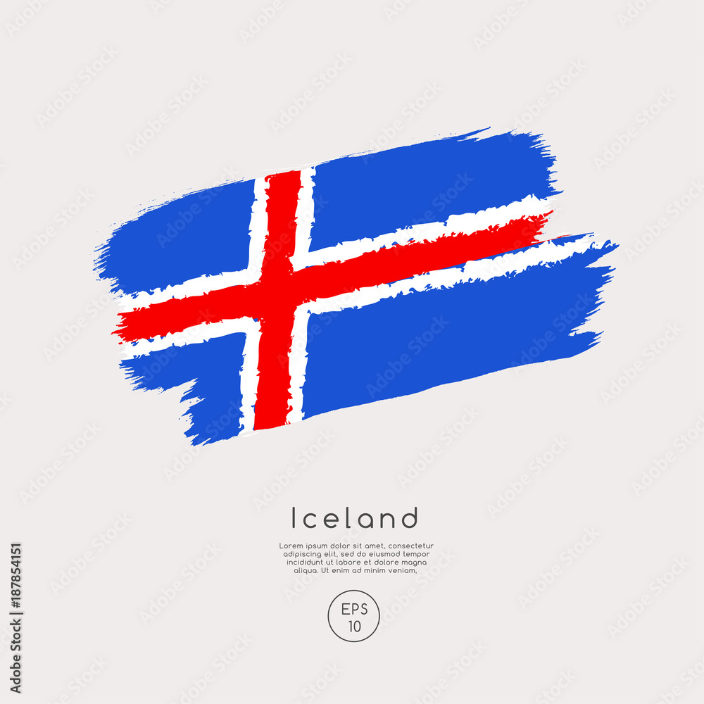Fototapeta premium Flag of Iceland in Grunge Brush Stroke : Vector Illustration