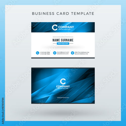 Double-sided horizontal business card template with abstract background. Vector mockup illustration. Stationery design