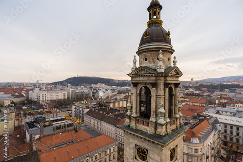 St. Stephen's Basilica dome and cityscape view from dome terrace of St. Stephen's Basilica in BudaPest, Hungary