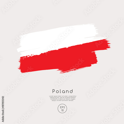 Flag of Poland in Grunge Brush Stroke : Vector Illustration