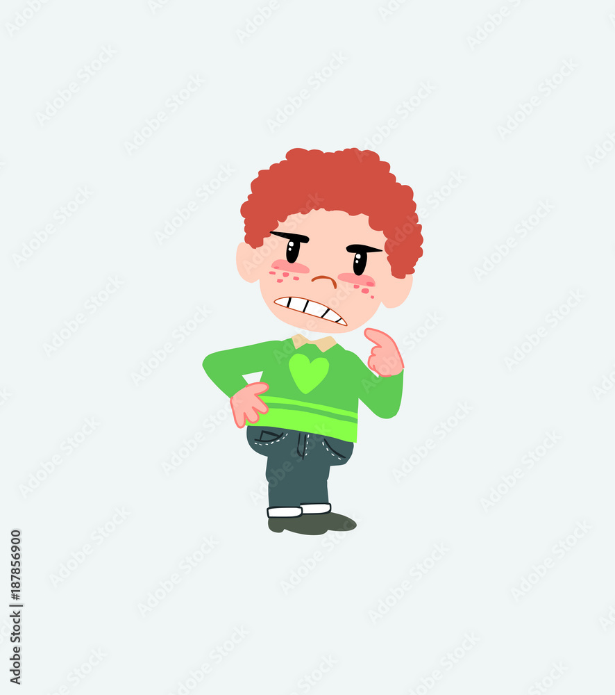 White boy in jeans ponders, something angry. White boy in jeans ponders, something angry.