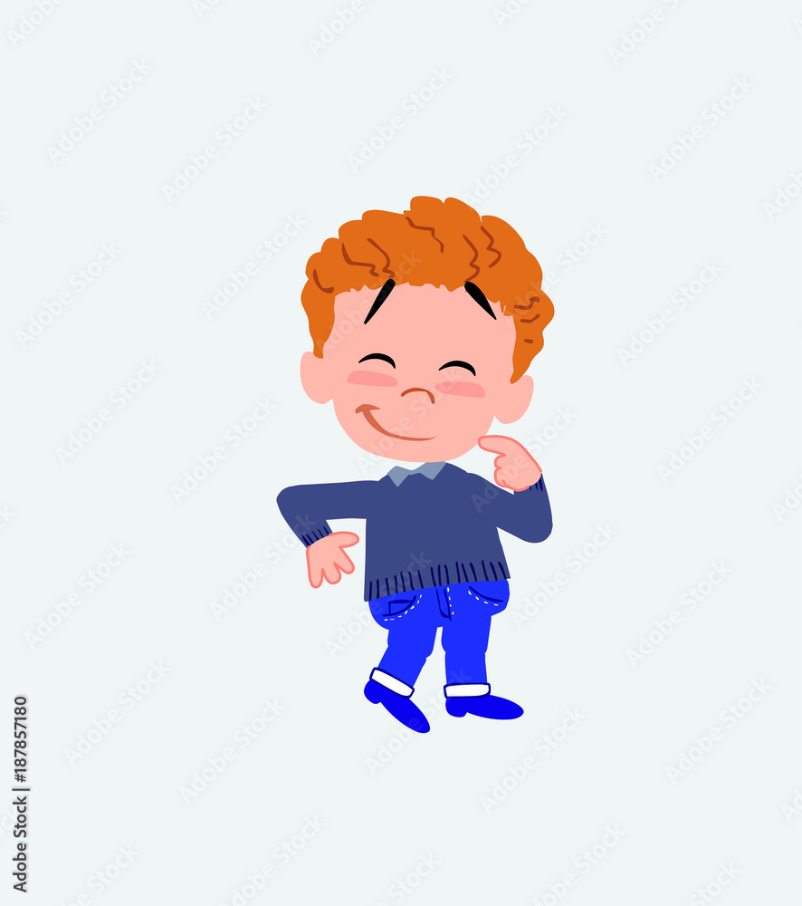 White boy in jeans with funny expression. White boy in jeans with funny expression.