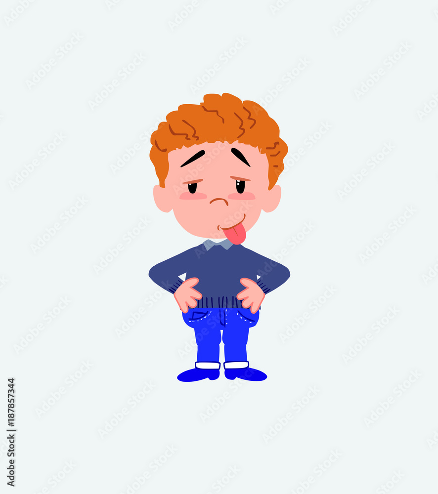 White boy in jeans in waiting attitude with funny expression. White boy in jeans in waiting attitude with funny expression.