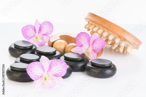 Spa therapy with hot stones  massage roller and cellulite massager 