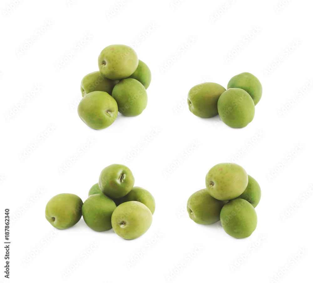 Pile of green olives isolated Pile of green olives isolated