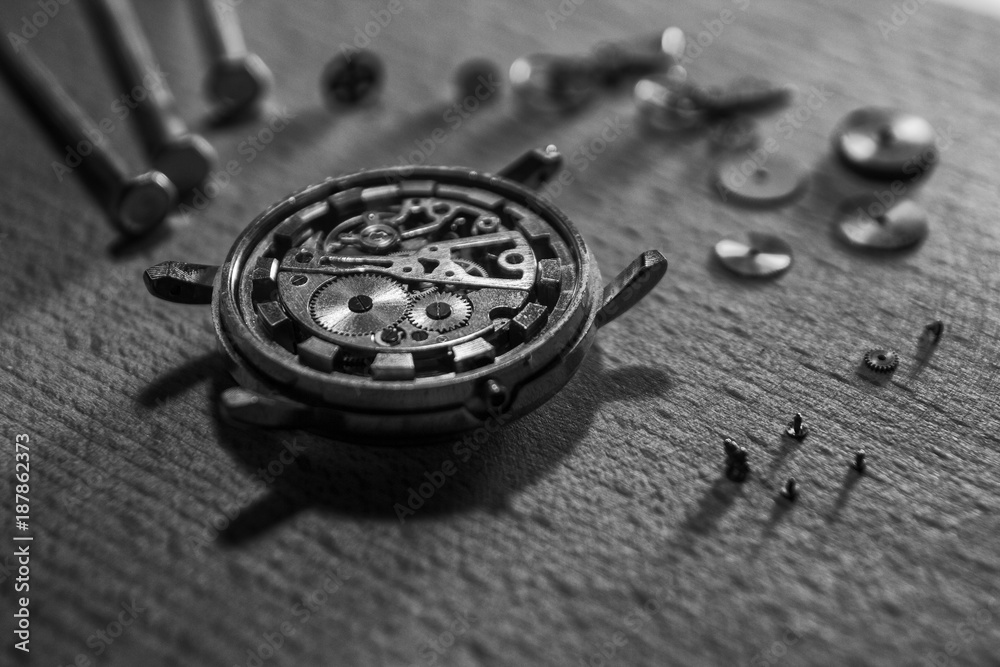 Process of repair of mechanical watches, watchmaker's workshop