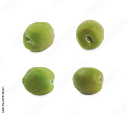 Single green olive isolated