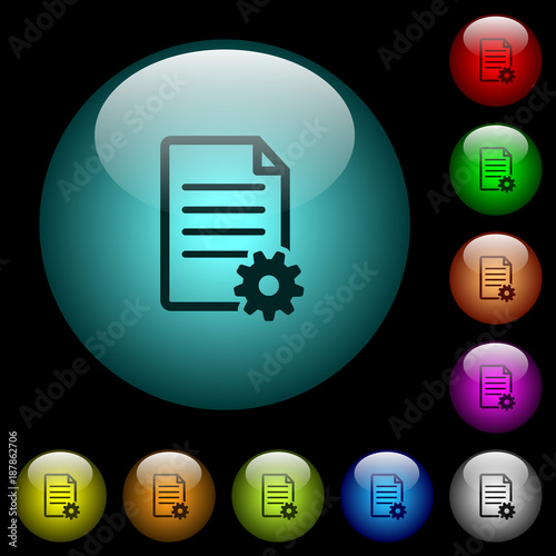 Document setup icons in color illuminated glass buttons
