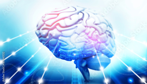 Active human brain. 3d illustration