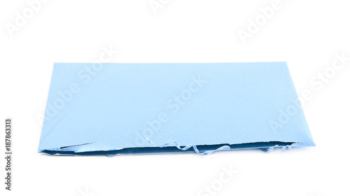 Cut open paper envelope isolated