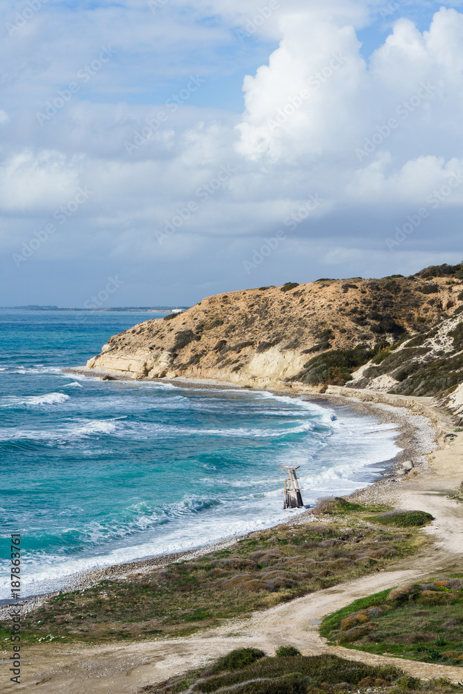 Obraz premium Picture of sea bay, hilly slope with vegetation