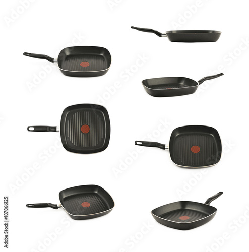 Square shaped grill pan isolated