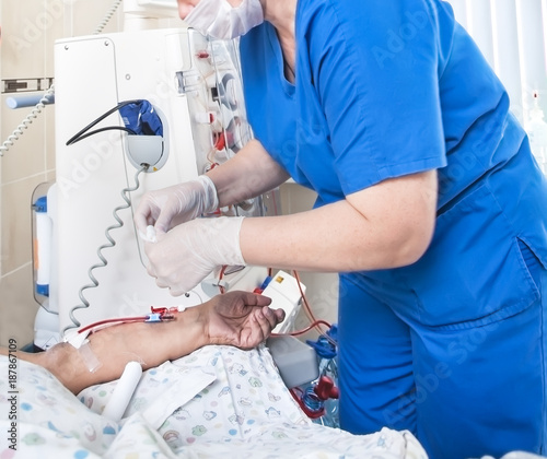 Картината върху платно needle for dialysis in hand