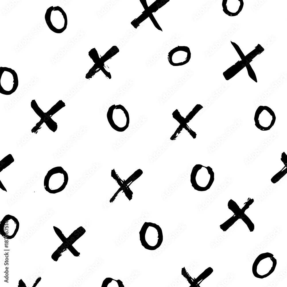 Minimalist brush painted cross and circles black and white background. Minimalist brush painted cross and circles black and white background.