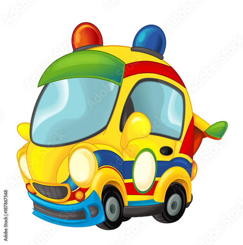 Cartoon funny looking sports car - illustration for children © honeyflavour