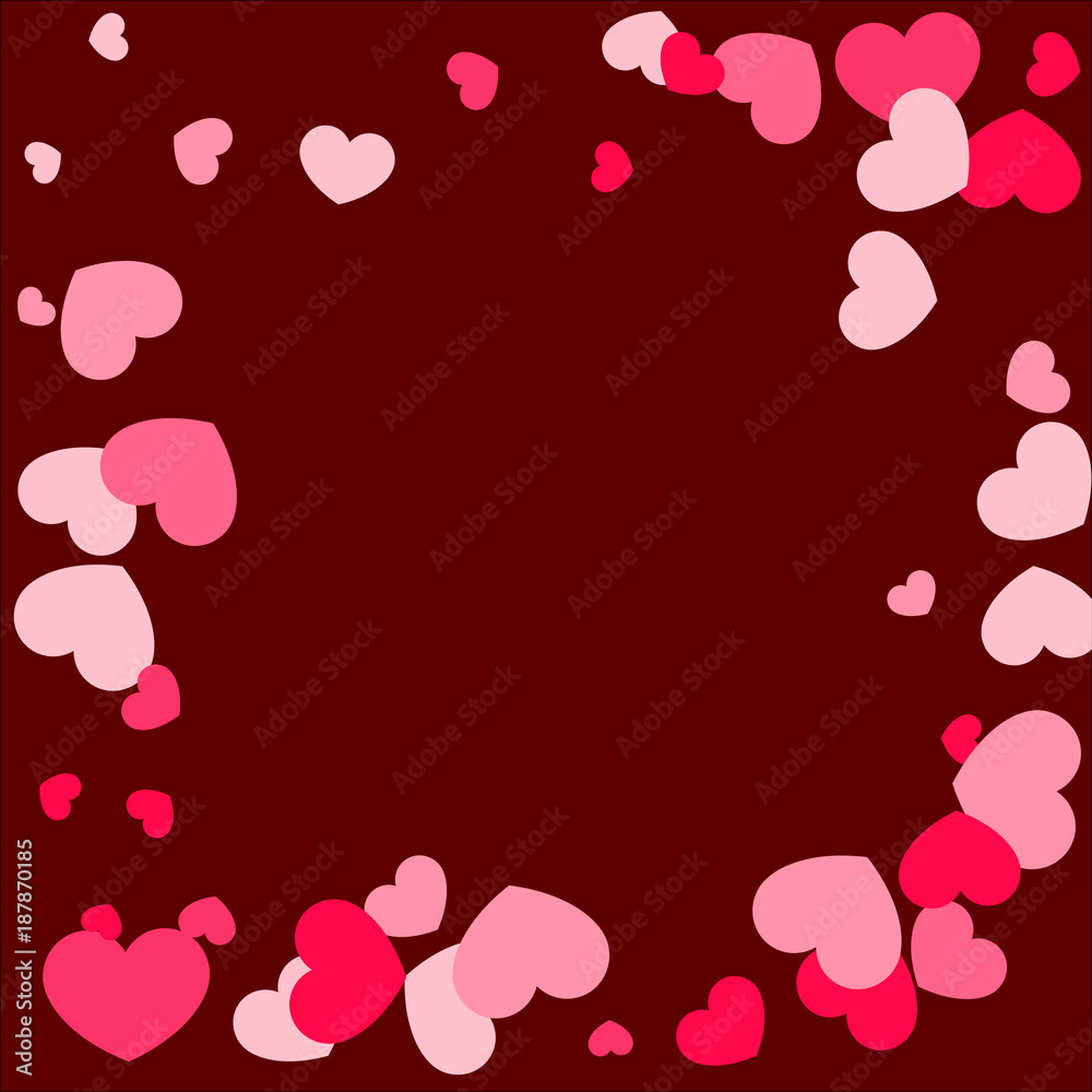 Paper Hearts Origamy Confetti Background.St. Valentine's Day pattern. 
