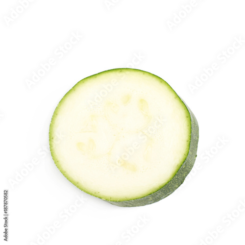 Green zucchini slice isolated