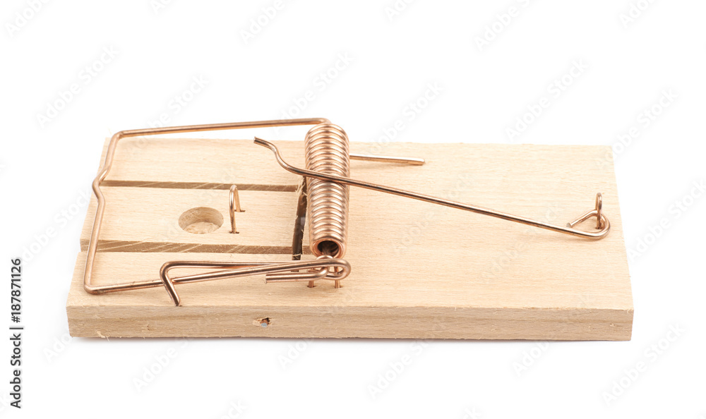 Φωτογραφία Wooden mousetrap device isolated