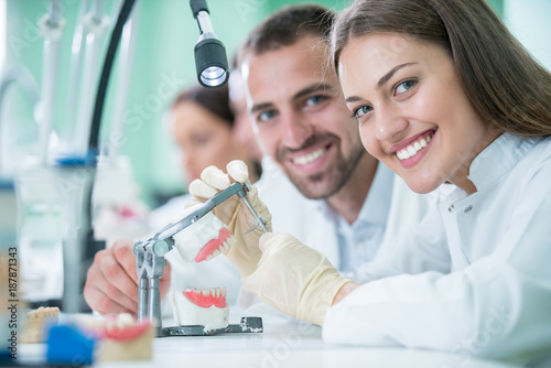 Future dentists, mentors and health technicans in training photo