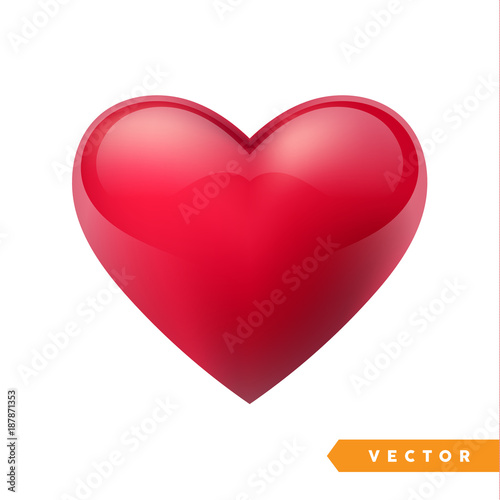 Realistic red valentine heart. Vector illustration photo