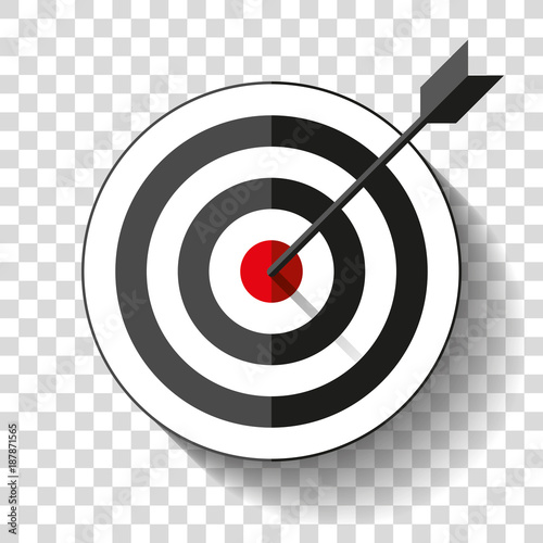 Target icon in flat style on transparent background. Arrow in the center. Vector design element