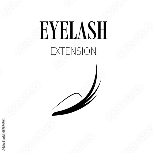 Black eyelash extension logo on white background. Vector illustration